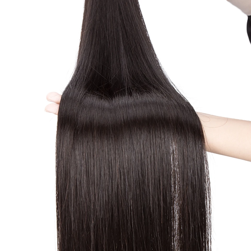 Sleek 38 Inch Straight Hair Bundles For Women X Real Hair Extensions 32 Inch Long Straight Bundles Single Synthetic