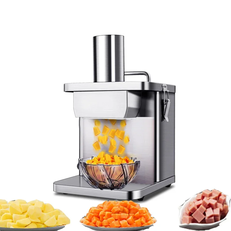 110V/220V Commercial Automatic Slicer Electric Fruit and Vegetable Granule Dice Machine Radish Potato Mango Dice Machine automatic powder particle granule spice vertical filling machine grains dispenser 999g large scale quantitative release sensor