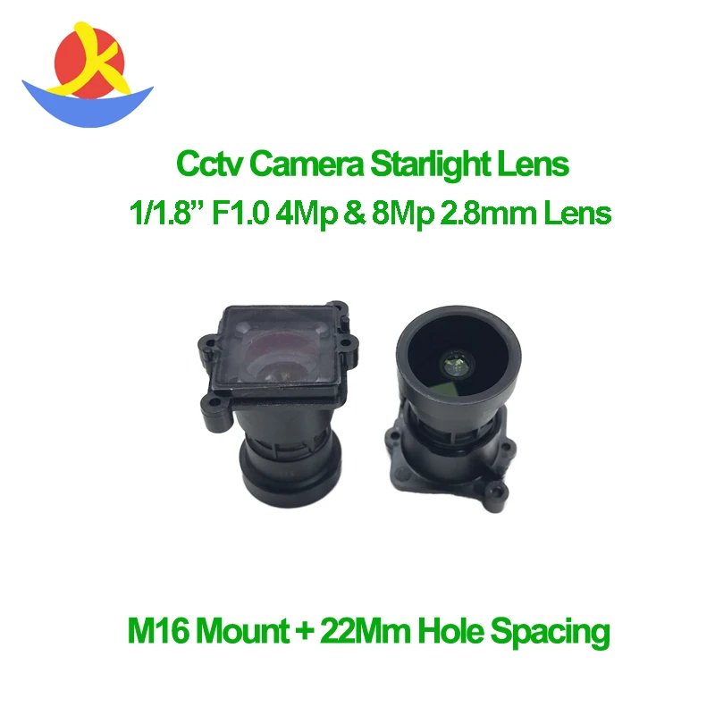 IP Camera Camera Lens Surveillance Camera Accessories Infrared Pass Filter 1/1.8" 4Mp 4K F1.0 M16 Mount 22Mm Hole Spacing Camera Starlight Lens 2.8Mm Cctv Lens for Webcam Ir Filter Hd Video Surveillance