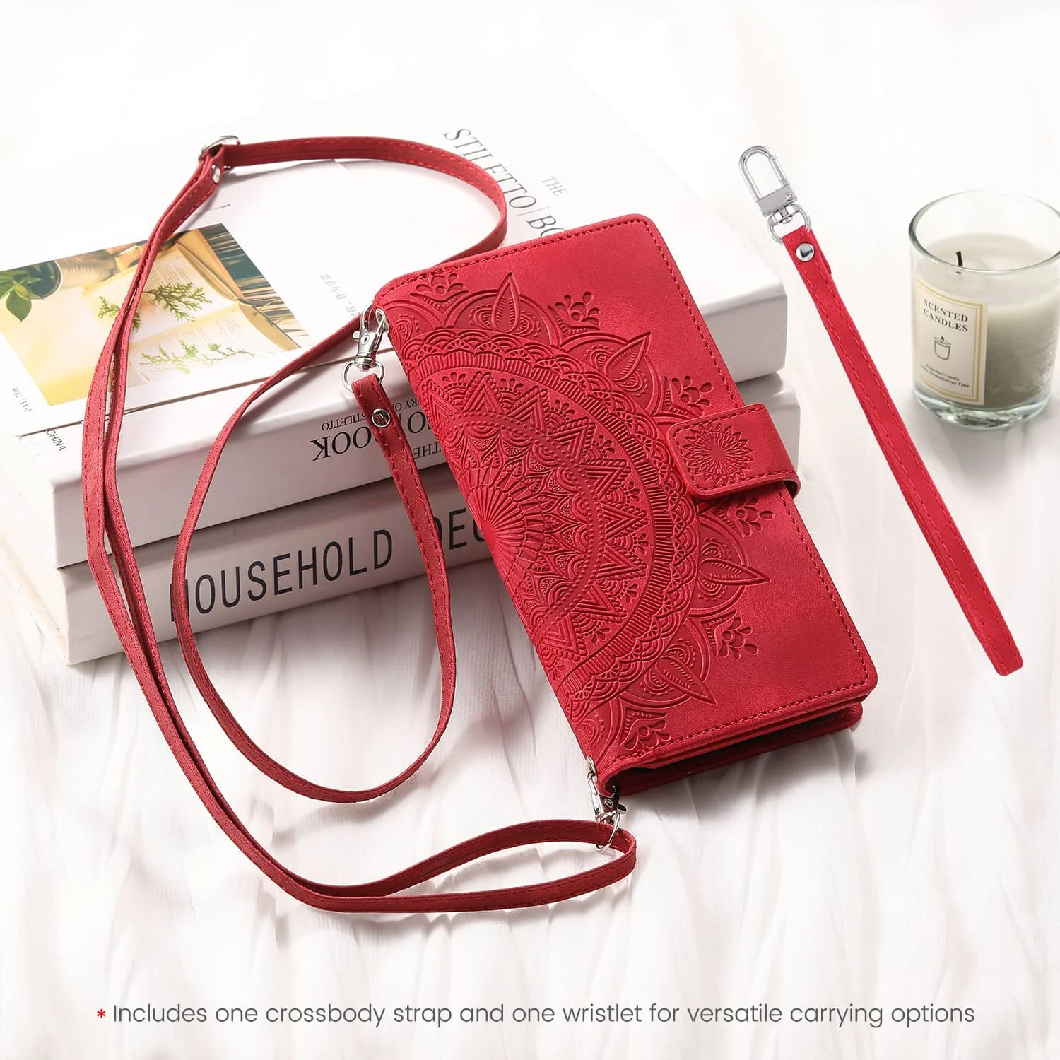 Stylish Wallet Case with Zipper and Shoulder Strap