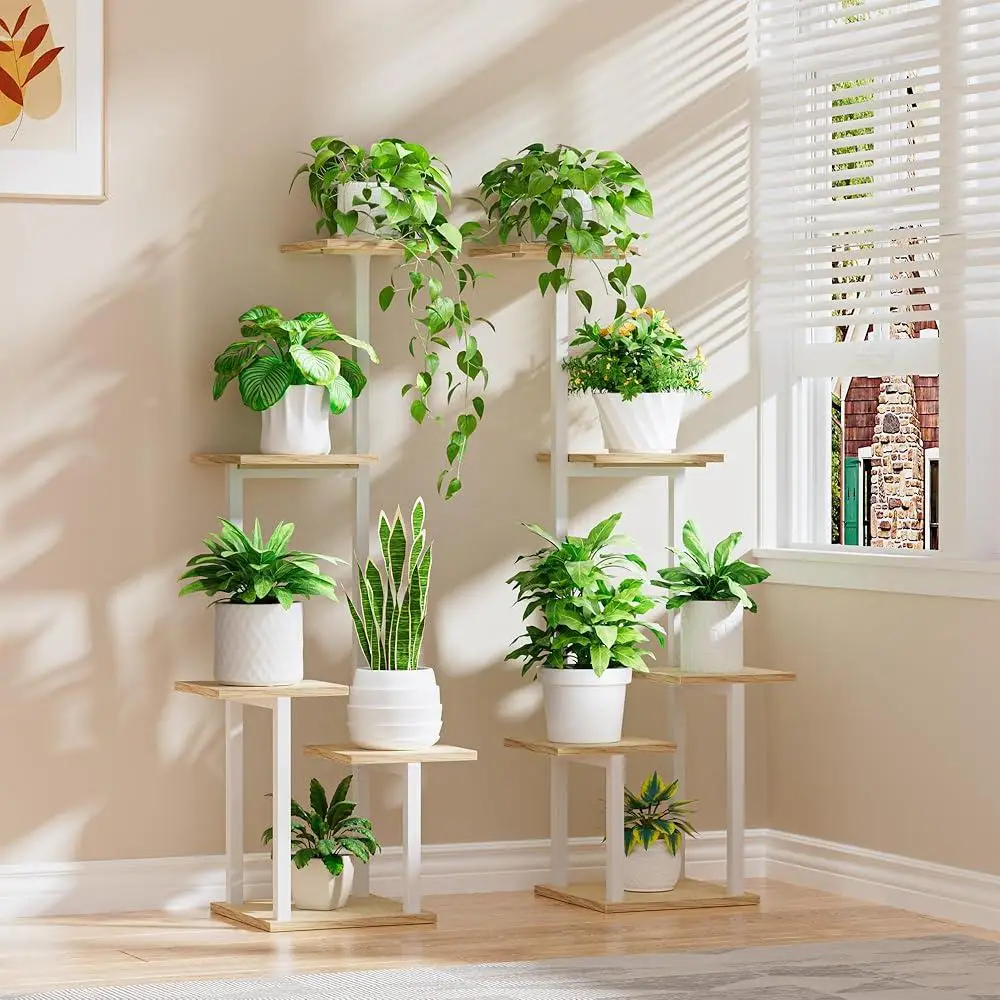 Indoor Plant Stand with Grow Light 2 Pack Metal 5 Tier Corner Plant Shelf Sturdy Easy Assembly Multi-functional Display Rack 3