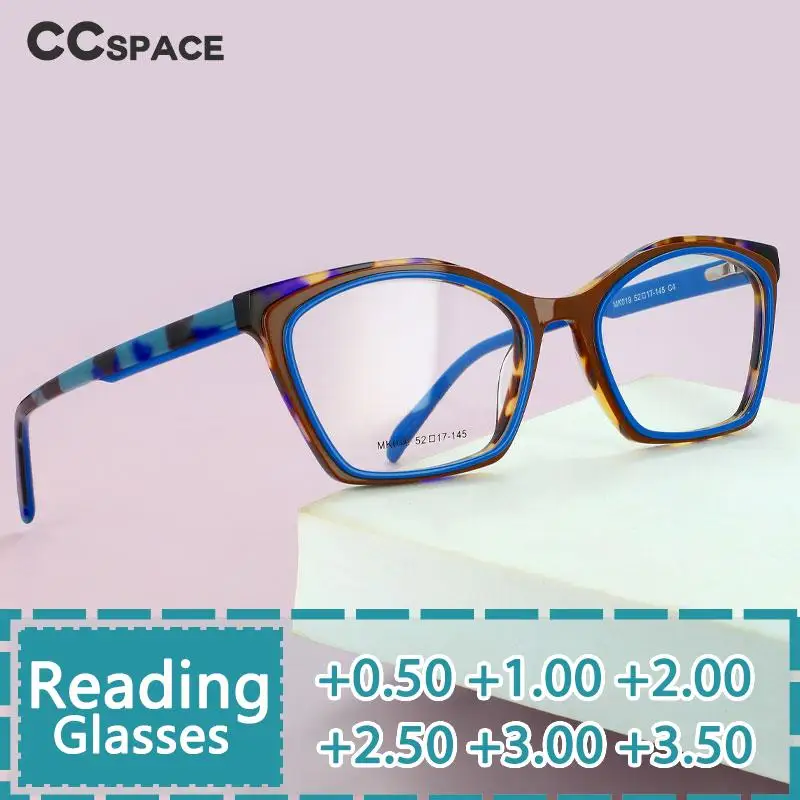 

R56469 High Quality Large Frame Acetate Fibre Reading Eyes+1.00~+4.00 Deluxe Combination Color Frame Presbyopia Glasses