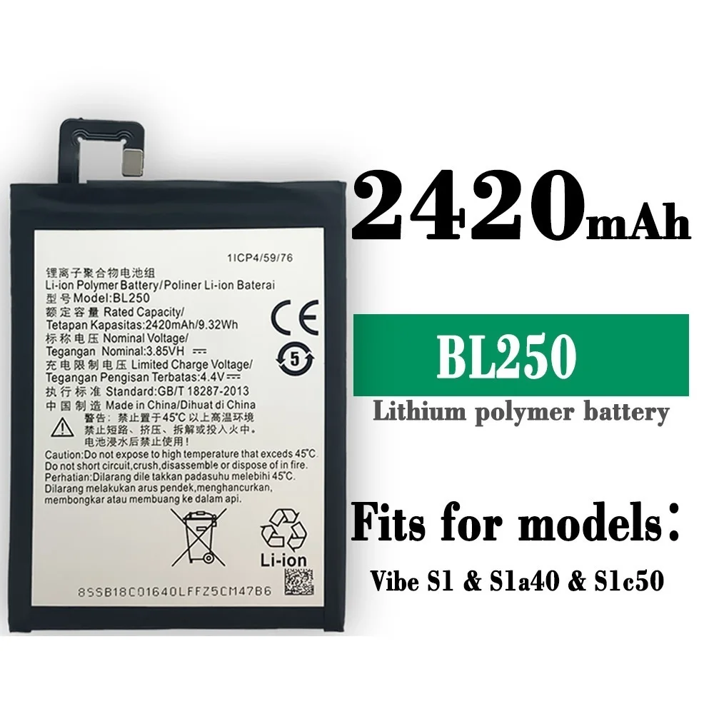 

BL250 For Lenovo VIBE S1 S1c50 S1a40 VIBE S1Lite S1La40 BL-250 2420mAh Bateria Rechargeable Mobile Phone Batteries