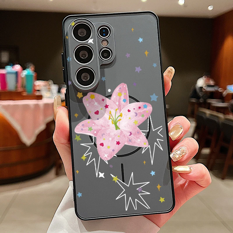 Magnetic Colorful Flower Hard Cover Phone Case