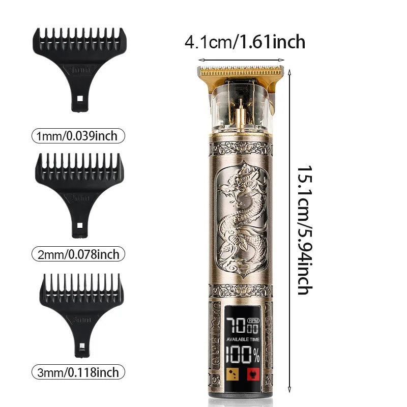 T9 Hair Clipper Electric Clipper Hairdressing USB Electric Three-speed Speed Adjustment Large-screen Power Display Metal Shaver 4