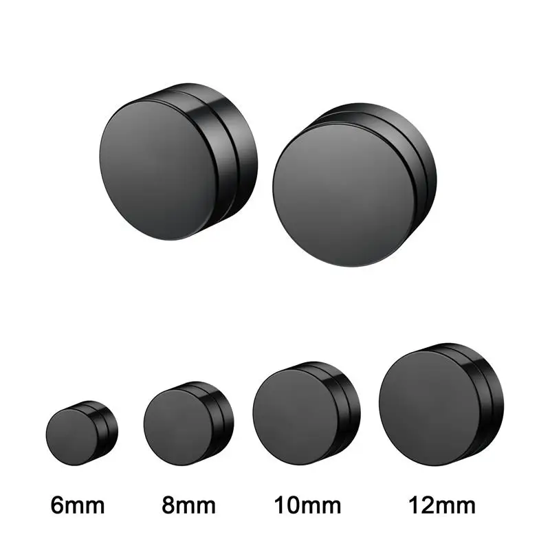 2pcs Round Non Piercing Strong Magnet Magnetic Punk Mens Ear Clip Women Earrings 6/8/10/12mm