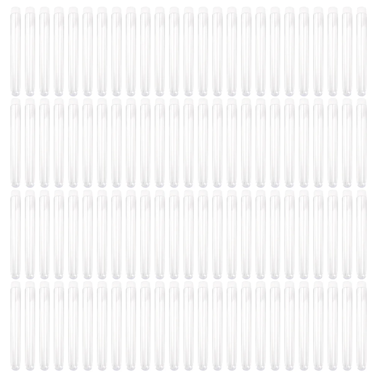 100Pcs 12X100mm Transparent Laboratory Clear Plastic Test Tubes Vials with Push Caps School Lab Supplies