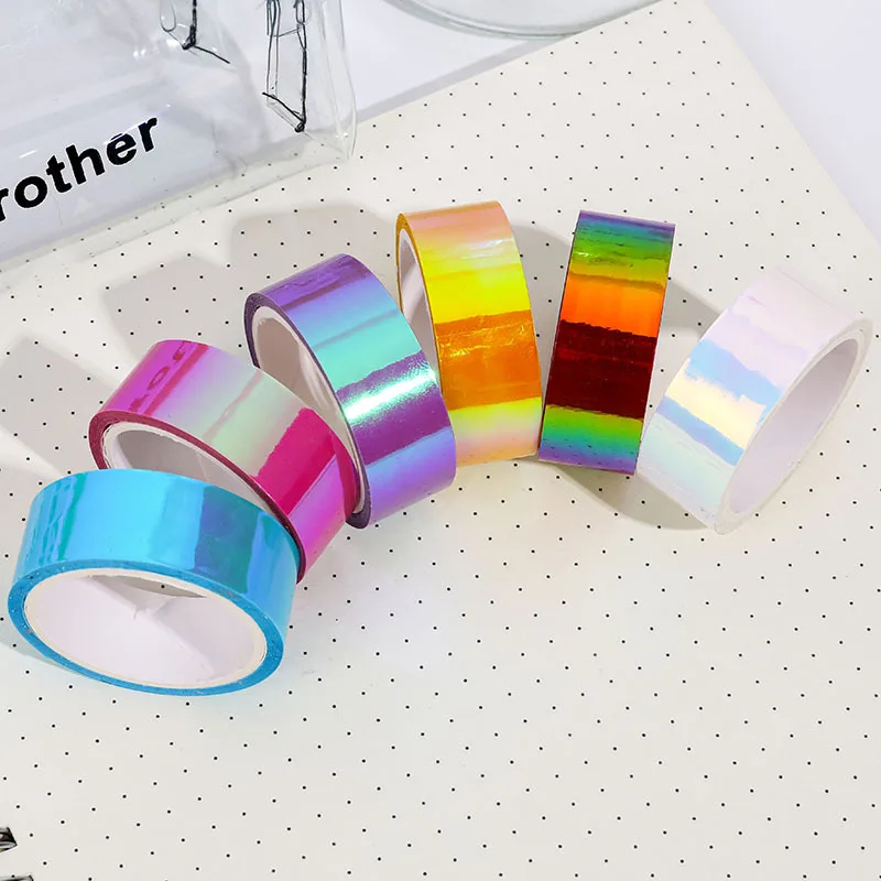 5m DIY Colorful Laser Tape Decorative Sticky Stationery Adhesive