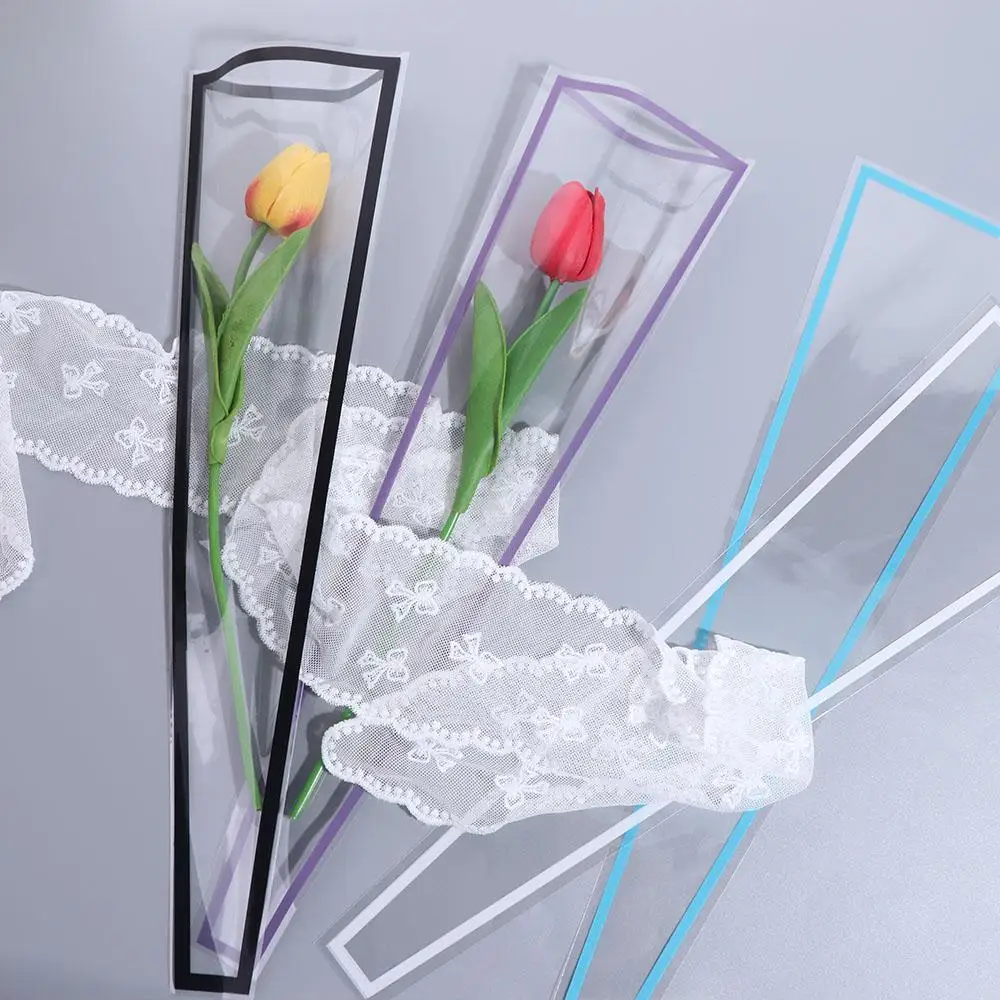 50 pezzi di sacchetti per imballaggio di fiori trasparenti, forniture per pacchetti, sacchetti di plastica, carta da imballaggio, bouquet impermeabile, materiale per imballaggio, matrimonio - immagine 4