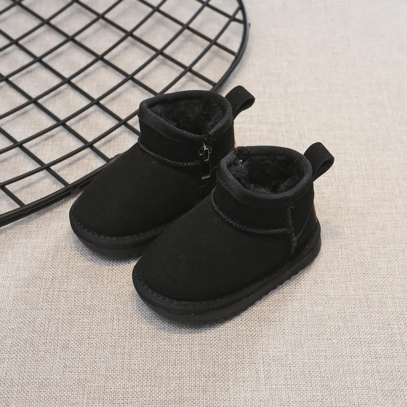 Bottines d'hiver en cuir de qualité pour enfants, garçons et filles, chaudes, semelles souples, antidérapantes, taille 15-30_voghion.com