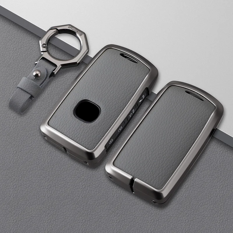 Premium Zinc Alloy Leather Car Key Case Cover - 2/3 Button Design, Sleek and Durable Key Accessory
