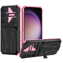 Premium Wallet Card Holder Phone Case with Stand and Anti - Drop Cover - Galaxy  S21 UItra (Pink)