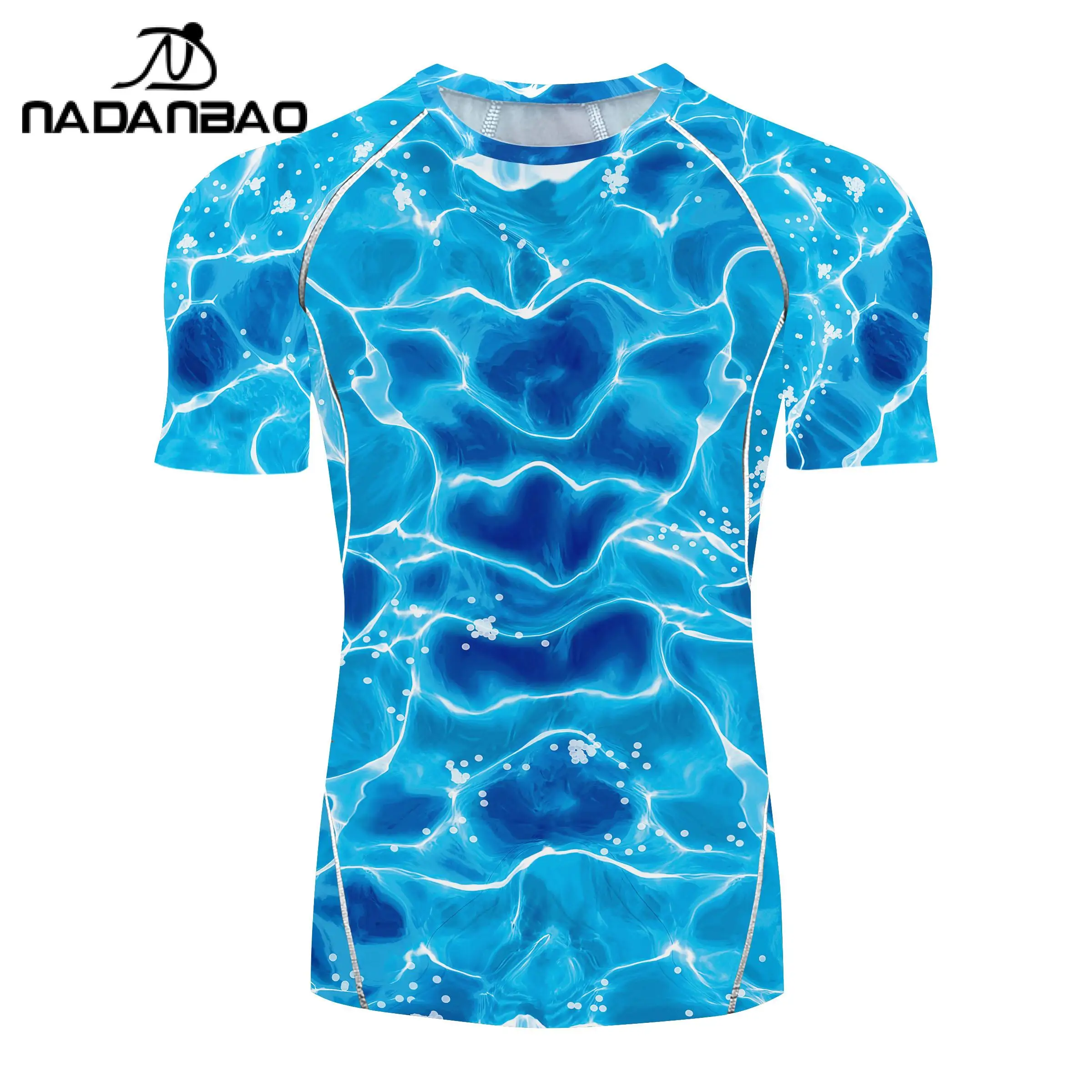 Nadanbao Men Outdoor Fashion Bodysuit Swimsuits Party Swimwear Fitness T-Shirt Beach Gym Top Surfing Quick Drying Clothing