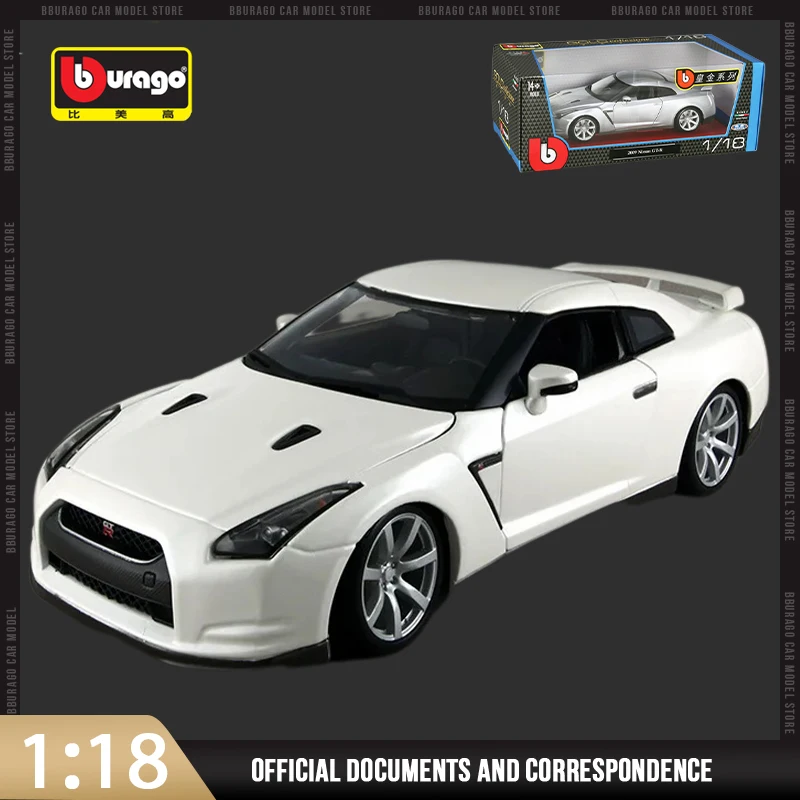 

Модель автомобиля под давлением Nissan Gt-R R35 в масштабе 1:18, оригинальная модель автомобиля Bburago из сплава, роскошная коллекционная игрушка, украшение, подарок для детей