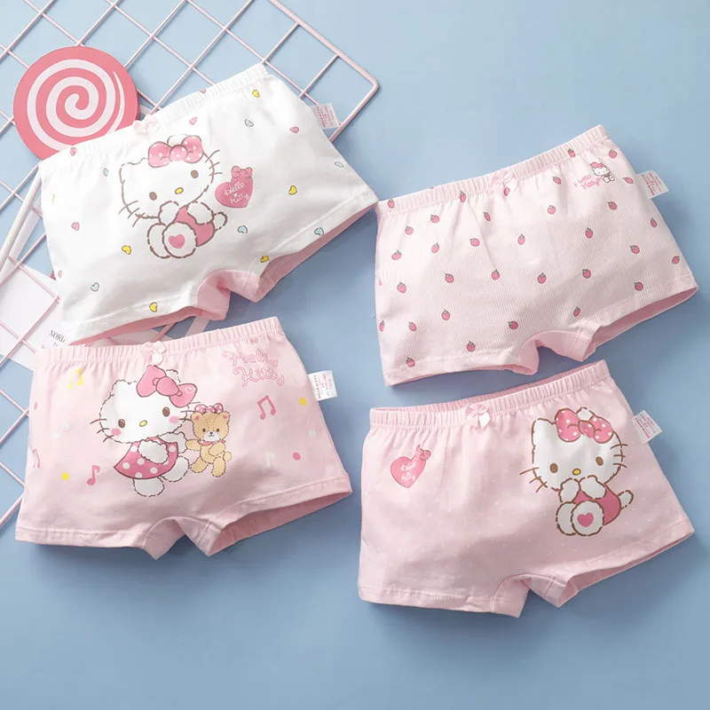 

Kawaii Sanrioed Children's Cotton Underwear Cartoon Girl Heart Anime Series Breathable Lightweight Triangle Shorts Gift for Kids