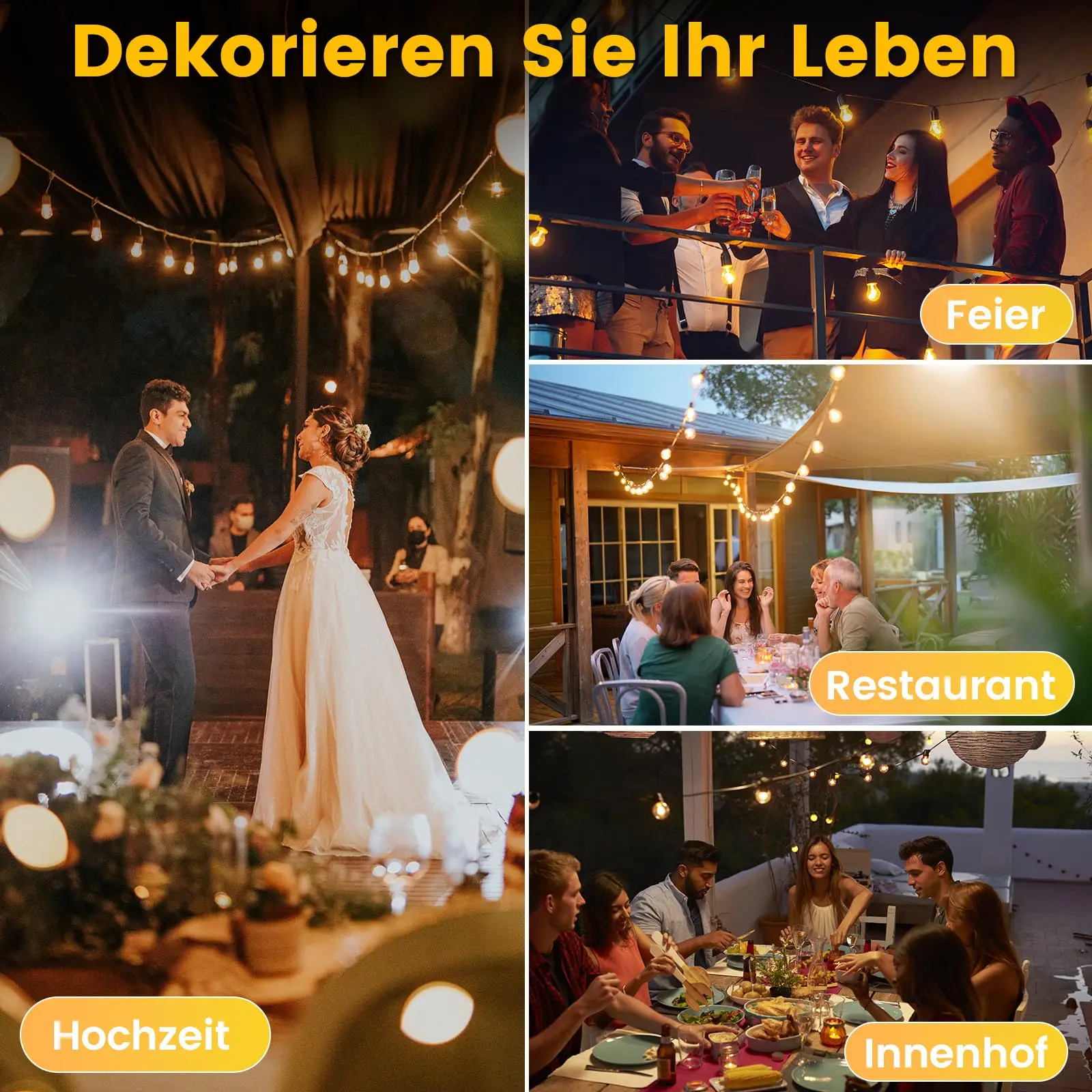 20m 50bulbs Waterproof G40 String Light Glass E12 1W Bulbs Outdoor Garland EU US Plug Connectable Christmas Garden Decoration