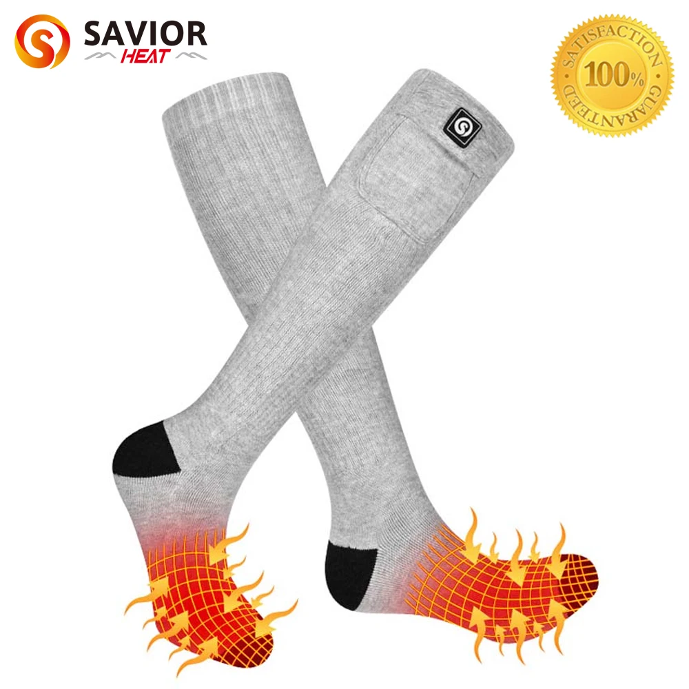 Savior Heat Battery Electric Heated Socks Winter Warm Outdoor Sports Rechargeable Thermal Socks Foot Men Women For Cycling