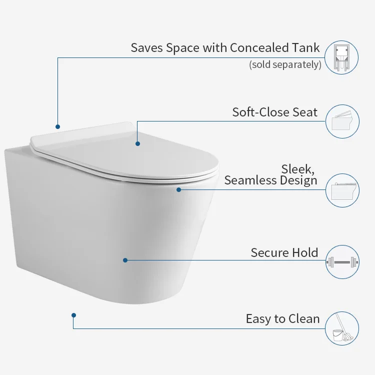 European Style Sanitary Ware Ceramic Back To Wall Hanging Toilet Bowl Bathroom Closestool P-Trap Wall Mounted Toilet