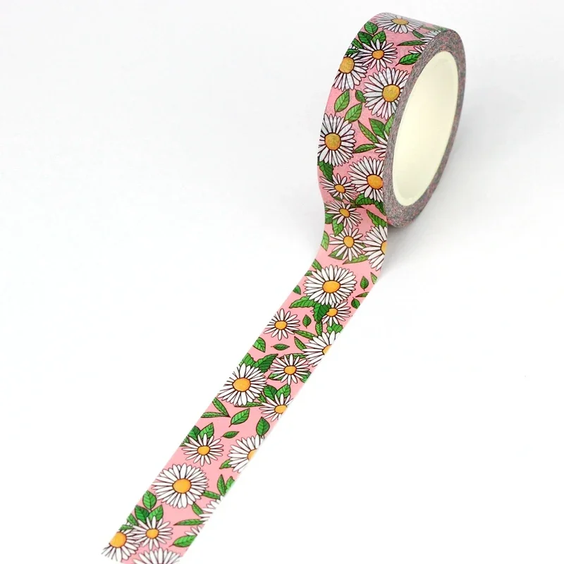 NEW 1PC 10M Decor Pink Little Daisy Washi Tape for Scrapbooking Journaling Adhesive DIY Masking Tape Cute Stationery