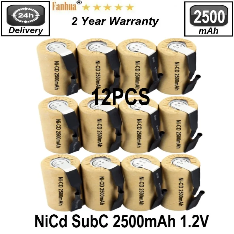 

12 шт. SC2500mAh 100% высокая скорость 1,2 V Sub C 2500mAh 4 шт. NiCd перезаряжаемая батарея для электроинструментов с скоростью разряда 10C