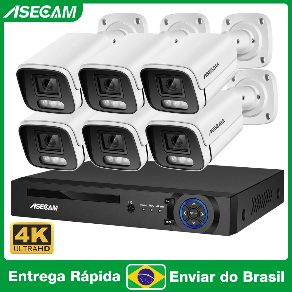 Imagem do produto Novo camera de segurança Sistema 4K 8MP Áudio POE NVR AI Cor Noite Vídeo Vigilância Casa Conjunto externa na loja AliExpress