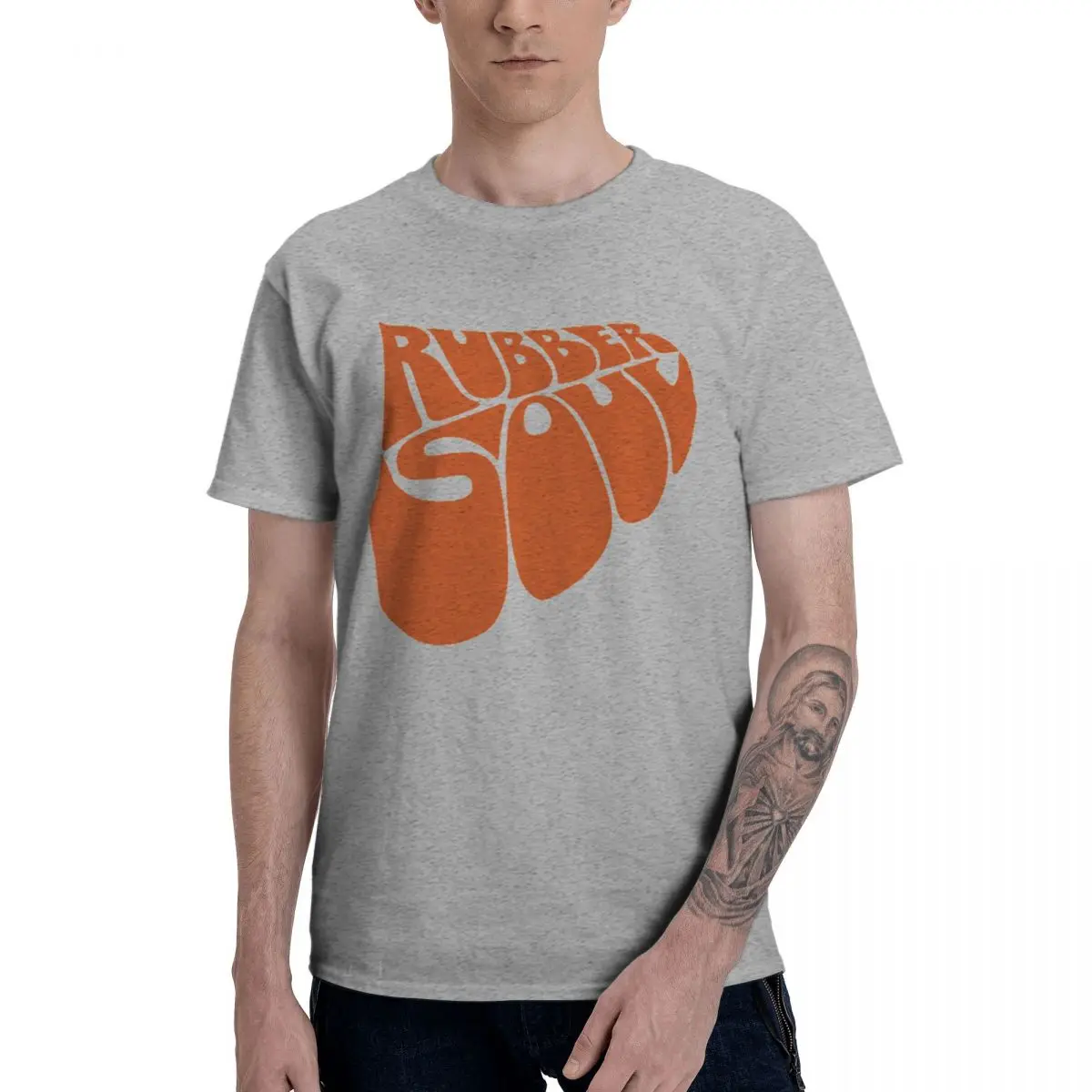 Fashion Rubber Soul Logo T Shirt Pure Cotton Crewneck Male T-Shirts Short Sleeve Oversized Unisex Tees Clothes 3