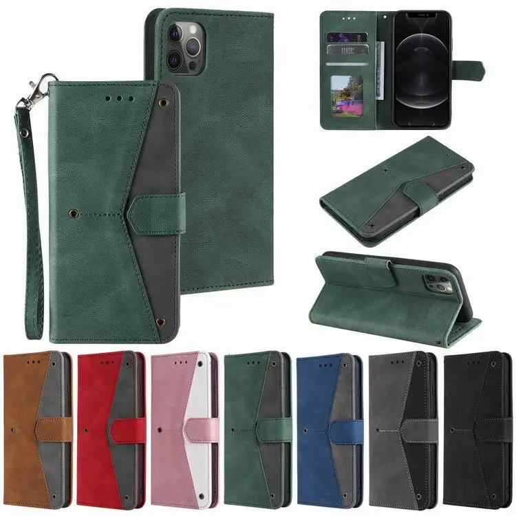 

Splicing Magnetic Luxury Wallet Case For Iphone 12 Mini 11 Pro Xs Max Xr 6 6s + 7 8 Plus Se 2020 Holder Leather Flip Stand Cover