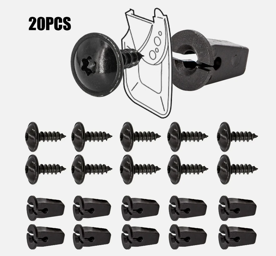 10 Paar Fender Chassis Trim Montageschrauben für VW Torx Schraubenbolzen Stoßstangenbogen Schmutzfänger Spritzschutz Unterboden Trim Fixierung – Detail 1