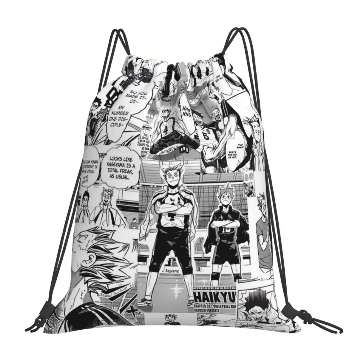 

Bokuto Manga Collage Backpacks Fashion Portable Drawstring Bags Drawstring Bundle Pocket Storage Bag BookBag For Travel School