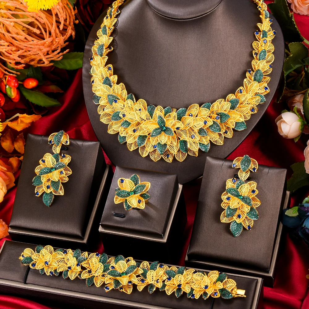 

GODKI New Luxury 4pcs African Dubai Jewelry Sets For Women Wedding Party 5A Cubic Zirconia Indian Bridal Jewelry Set Gift