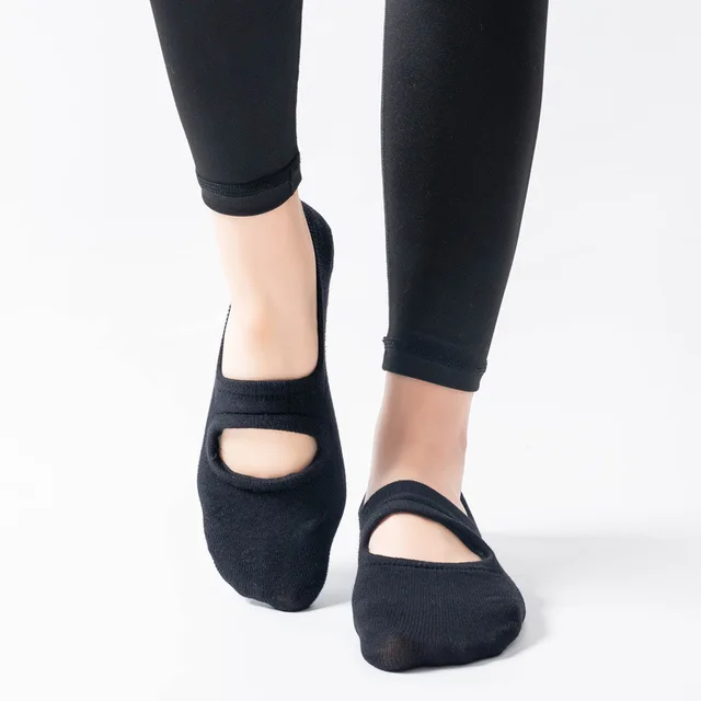 4 Pairs Women's Yoga Socks Non-Slip Backless Ballet Dance Floor Bandage Pilates Gym Workout Slipper Socks for Sport 5