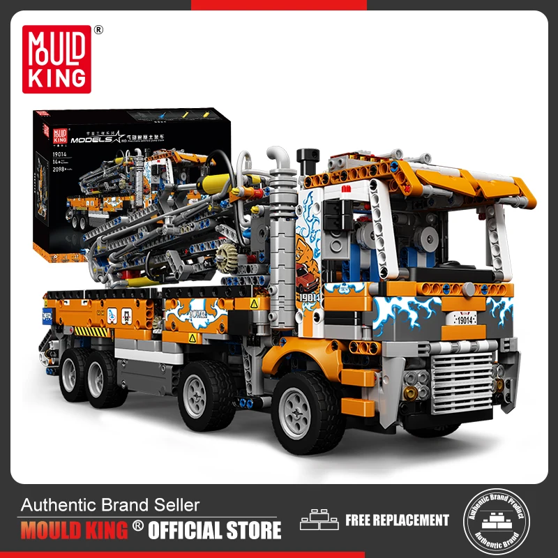 

MOULD KING 19014 Heavy-Duty Tow Truck Building Kits Pneumatic Concrete Pump Truck Bricks Engineering Toy for Kids Christmas Gift