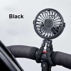 Compact Octopus Clip Fan - USB Rechargeable 360° Rotating Mini Tripod Fan for Outdoor & Stroller Use (Black)