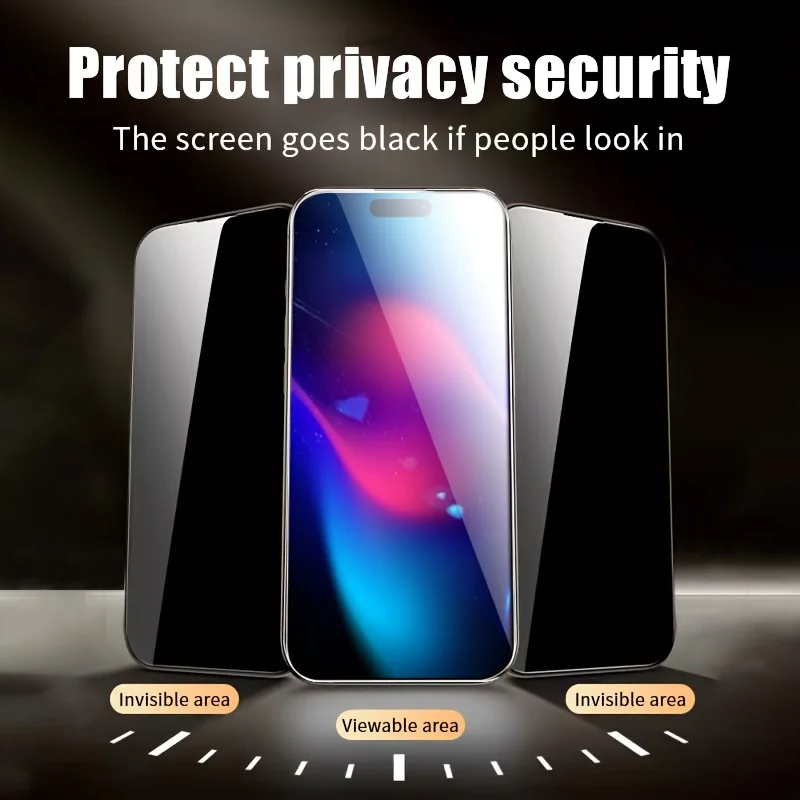 Triple Pack of Black Border Peeping Tempered Screen Protector Film