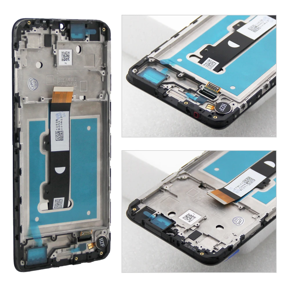 모토로라 모토 E22 E22i 용 AMOLED LCD 디스플레이 터치 스크린 디지타이터 어셈블리 교체, 프레임 포함, 6.5 인치