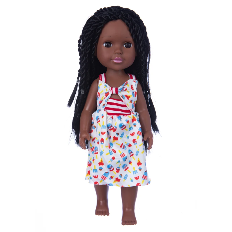 NICEYEA Poupée en peluche de 33 cm - Poupée africaine noire pour fi