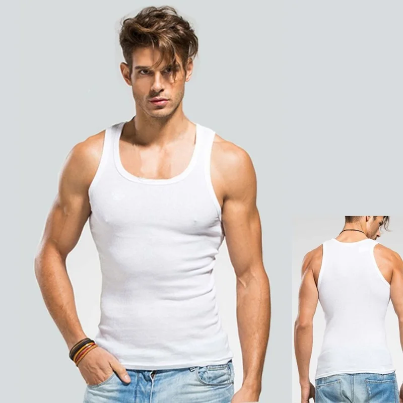 HOT Plus Size Male Clothes Tank Tops 100% Pure Cotton Sleeveless Fitness...