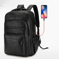 High Quality USB Charging Backpack Men PU Leather Bagpack Large Laptop Backpacks Male Mochilas Schoolbag For Teenagers Boys 1