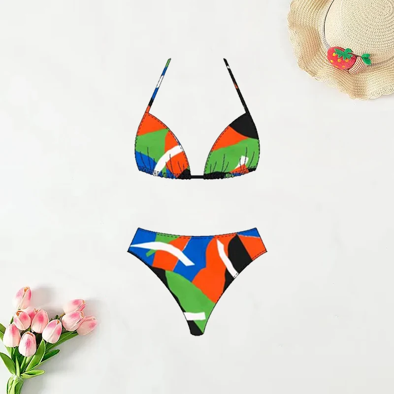 Sexy Bikinis Swimsuits Women Thong Bikini Set Print Swimwear Push Up Swimming for Bathing Suit Beachwear