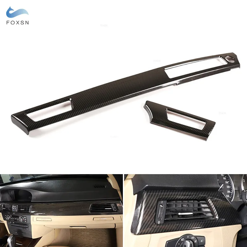 

ABS Carbon Fiber Grain Interior Center Console Dashboard Panel Strip Air Outlet Vent Cover For BMW 3 Series E90 2005-2012 LHD