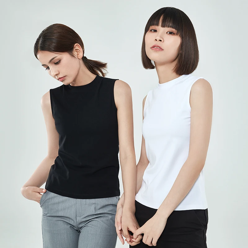 Women Clothing Sleeveless Turtleneck Women\'s T-shirt Flower Prined Mesh Woman Top Spring Summer Tops For Women