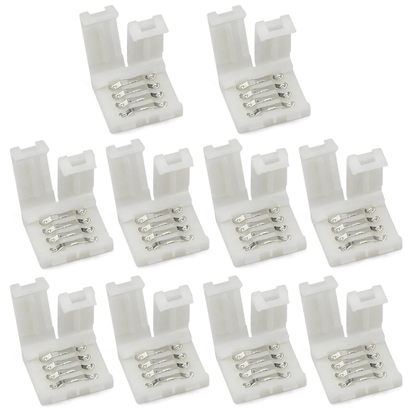 

10pcs RGBW LED Connector 10mm 4pin Free Soldering Connector for 5050 3528 LED Single Color RGB RGBWW Strip Light