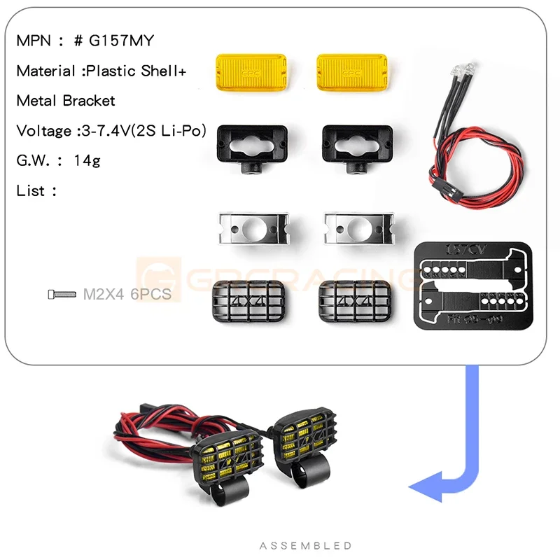 Kit Phares LED Pour Voiture RC 1/10 Traxxas TRX4 Defender - Projecteurs Avant - Neuf