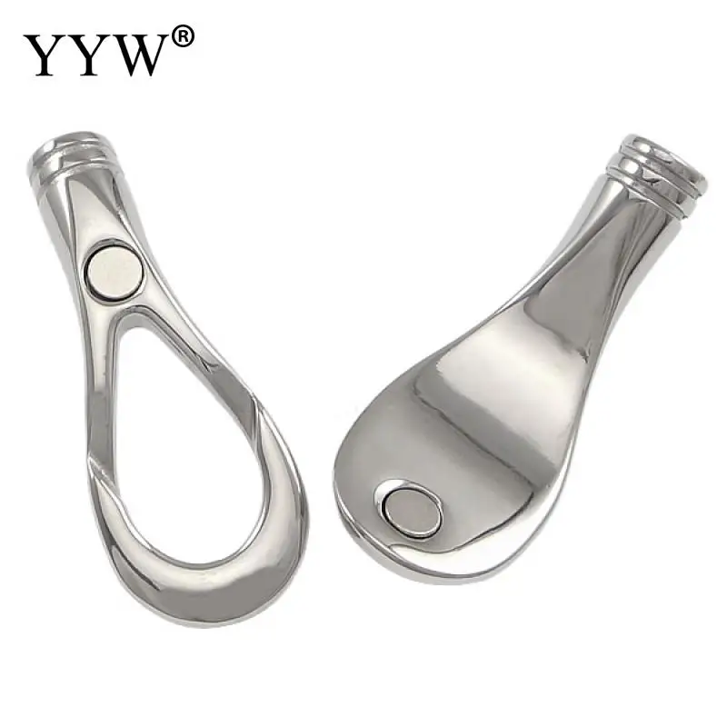 10PCs/Lot Stainless Steel Magnetic Clasp 43x15x8mm Hole: 5mm For Leather Cord Bracelet Magnet Buckle Diy Jewelry Making Clasp