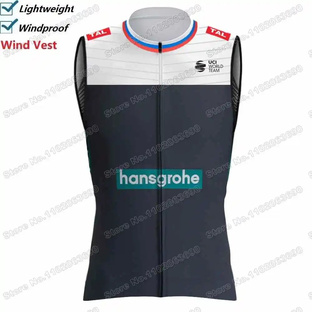 Cycling Vest Team Hansgrohe Cycling Vest Windproof Slovenia Champion Primož Roglič Wind Vest Cycling Jersey Sleeveless Bike Windbreaker