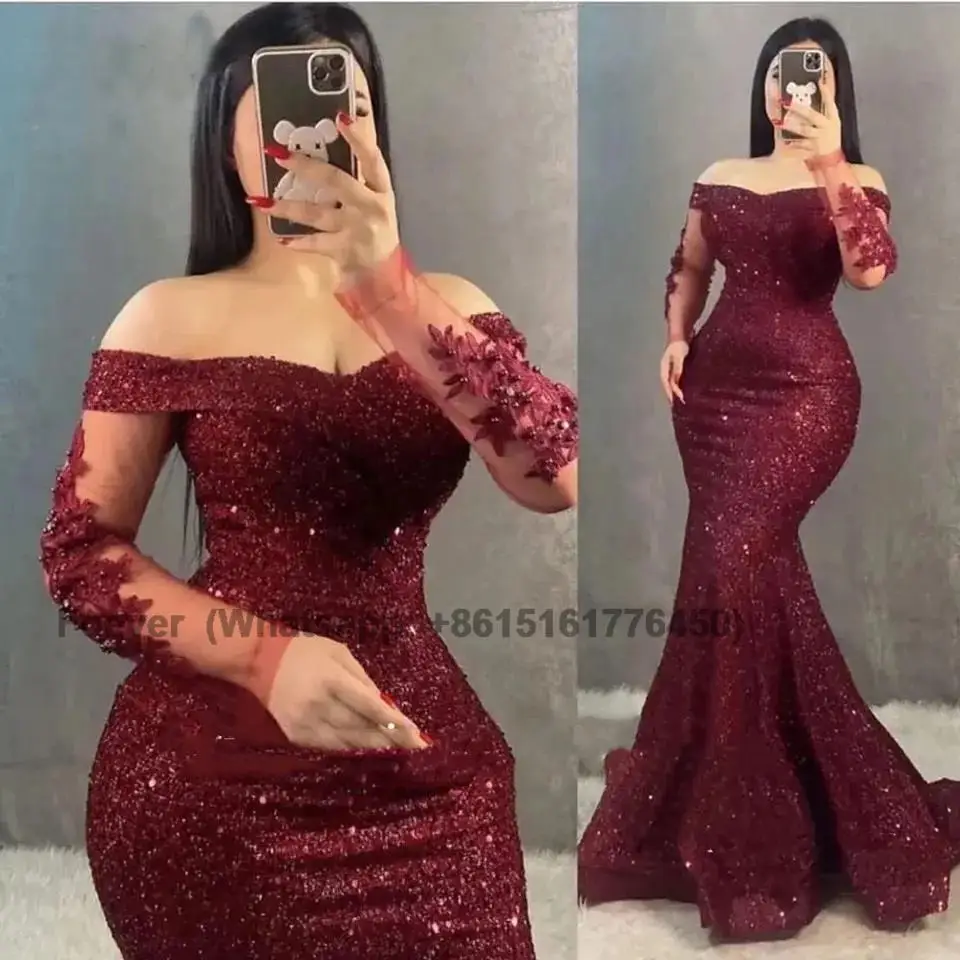 Vestidos de Noche de sirena para mujer, de media manga, elegantes, para fiesta, LA70809