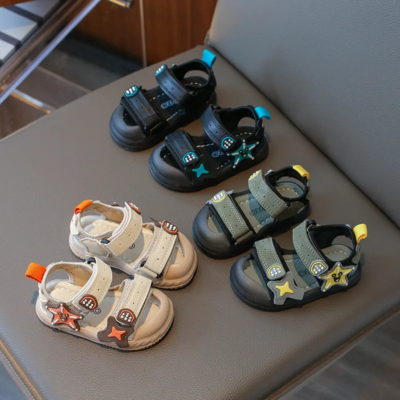 Kids Shoes Kids Sandals Baby Sandals Sandals and Clogs Children Summer Beach Sandals Boys Artifical Leather Breathable Comfortable Flat Sandals Baby Soft Shoes H03272