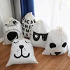 Large Cotton and Linen Laundry Bag Clothes Toys Storage Bag Printing Fabric Drawstring Duffle Bag Dirty Clothes Organizer Bags 2