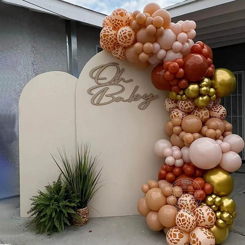 

165 шт/набор нежный розовый кофе Металлический Золотой олень узор Латексный Шар Комплект гирлянды украшение для детского душа детский джунгли День Рождения Шар