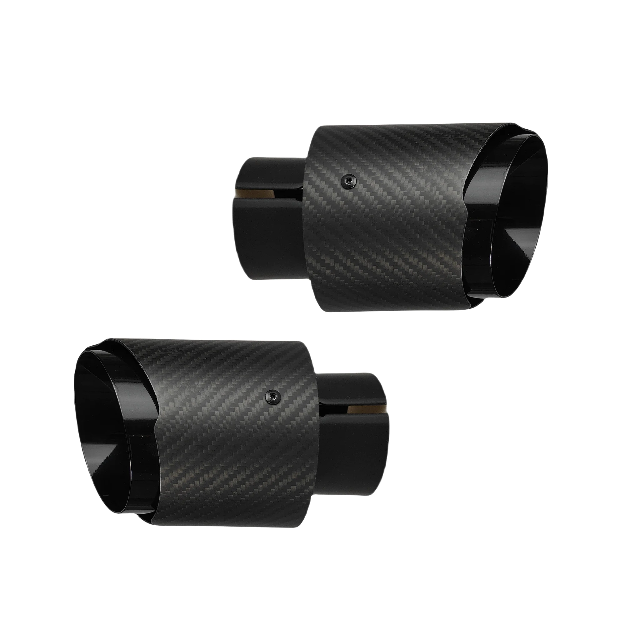 1 Stück Universal Auto Carbon Fiber Tail Throat Edelstahl Bright Black Twill Matte Schalldämpfer Auspuffdüse Spitze – Detail 11